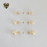 (1-1020-1) Gold Laminate - Half Pearl Stud Earrings - BGF