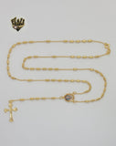 (1-3342-1) Gold Laminate - 2.5mm Our Lady of Charity Rosary Necklace - 24" - BGO.