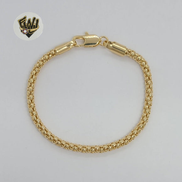 (1-0441) Gold Laminate - 4mm Popcorn Link Bracelet - BGF - Fantasy World Jewelry
