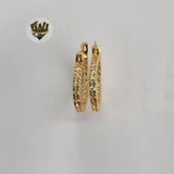 (1-2948) Gold Laminate - White Crystals Hoops - BGO - Fantasy World Jewelry