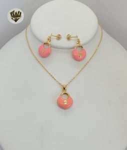 (1-6142) Gold Laminate- Pink Color Set - BGF - Fantasy World Jewelry