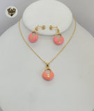 (1-6142) Gold Laminate- Pink Color Set - BGF - Fantasy World Jewelry