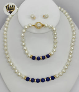 (MSET-22) Gold Laminate - Mallorca Pearls Two Tones Set - Fantasy World Jewelry