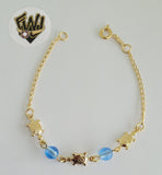 (1-0939) Gold Laminate - 2mm Link W/ Turtles Bracelet - 6.5" - BGO - Fantasy World Jewelry