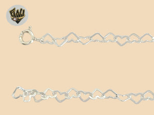 (2-0163) 925 Sterling Silver - 4.5mm Heart Link Anklet - 10" - Fantasy World Jewelry