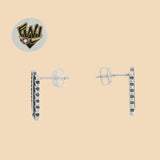 (2-3073) 925 Sterling Silver - Zircon Leaf Earrings. - Fantasy World Jewelry