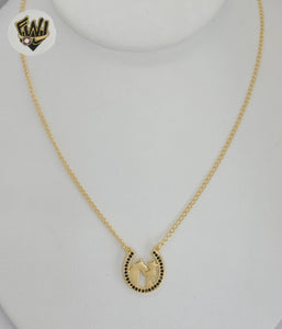 (1-6305-1) Gold Laminate - Rolo Link Horseshoe Necklace - 18" - BGF