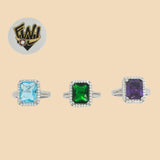 (2-5112) 925 Sterling Silver - Zircon Square Ring - Fantasy World Jewelry