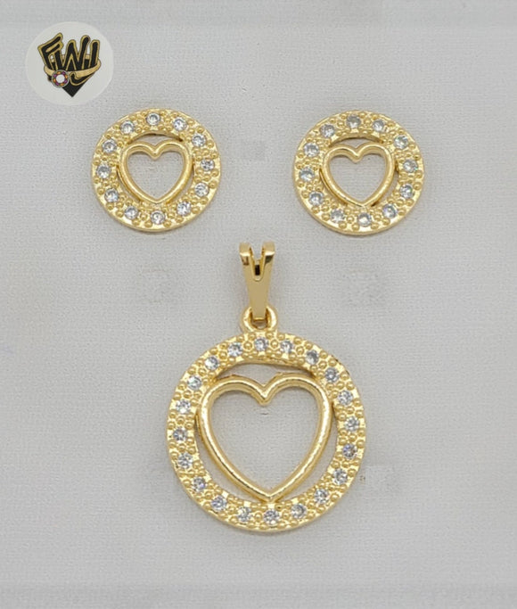(1-6090) Gold Laminate - Zircon Heart Set - BGF - Fantasy World Jewelry