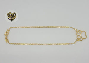 (1-0143) Gold Laminate - 2mm Marine Link Dog Paw Anklet - 10" - BGF - Fantasy World Jewelry