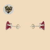 (2-3056) 925 Sterling Silver - Zircon Stud Earrings. - Fantasy World Jewelry