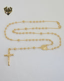 (1-3331) Gold Laminate - 3mm Miraculous Virgin Rosary Necklace - 22" - BGO.