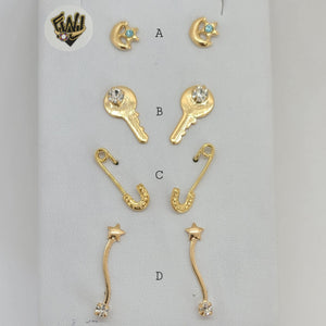 (1-1145) Gold Laminate - Studs Earrings - BGF - Fantasy World Jewelry