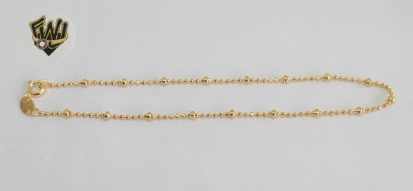 (1-0062-1) Gold Laminate - 1.5mm Balls Anklet - 10''- BGF - Fantasy World Jewelry