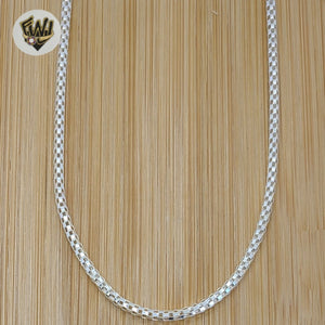 (2-8008) 925 Sterling Silver - 3mm Round Mesh Link Chains. - Fantasy World Jewelry