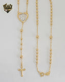 (1-3355-1) Gold Laminate - 3mm Sacred Heart of Jesus Rosary Necklace - 18" - BGF.
