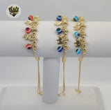(MBRA-21) Gold Laminate - Adjustable Elephants and Eye Bracelet - BGF - Fantasy World Jewelry