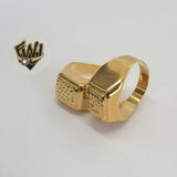 (1-3162-2) Gold Laminate -Square w/Design Men Ring - BGO - Fantasy World Jewelry