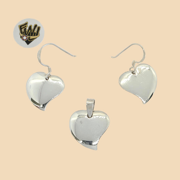 (2-6571) 925 Sterling Silver - Heart Set. - Fantasy World Jewelry