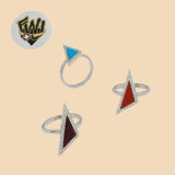 (2-5101) 925 Sterling Silver - Zircon Triangle Ring - Fantasy World Jewelry