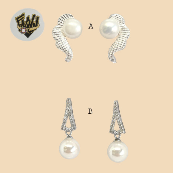 (2-3443) 925 Sterling Silver - Pearl Earrings - Fantasy World Jewelry
