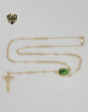 (1-3325-1) Gold Laminate - 3mm Saint Jude Thaddeus Rosary Necklace - 20" - BGO.