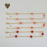 (1-0132) Gold Laminate - 2mm Figaro Link Bead Anklets - 10" - BGO - Fantasy World Jewelry