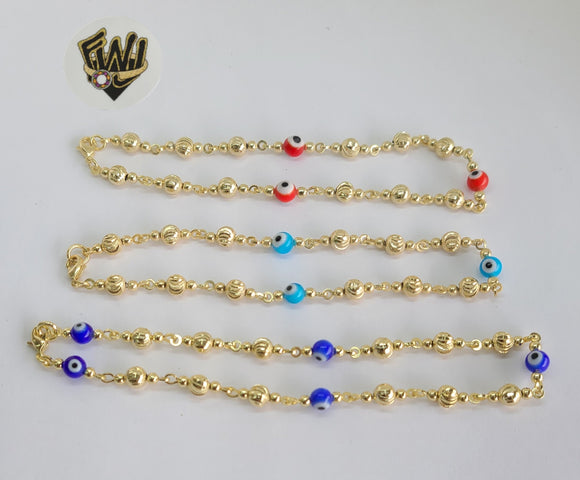 (1-0139) Gold Laminate - 5.5mm Balls and Eyes Anklets - 10