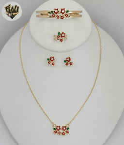 (1-6180) Gold Laminate - Red Flower Set - BGO