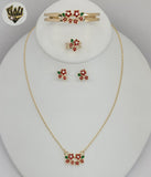 (1-6180) Gold Laminate - Red Flower Set - BGO