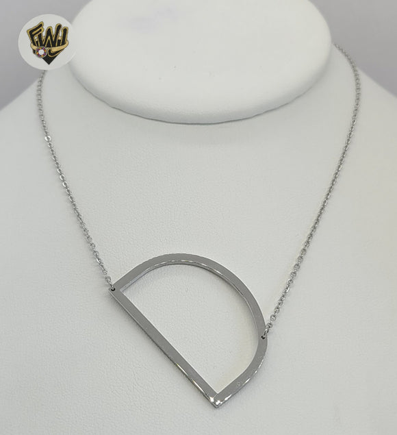 (MNECK-03) Stainless Steel - 2mm Rolo Link Letter Necklace - 20