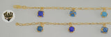 (1-0909) Gold Laminate - 3mm Link w/ Charms Bracelet - 7.5" - BGF - Fantasy World Jewelry
