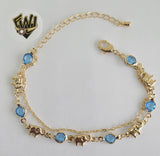 (1-0566) Gold Laminate Bracelet - Elephant Bracelet - 6.5" - BGO - Fantasy World Jewelry