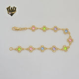 (1-0647) Gold Laminate - 9.5mm Alternative Link Multicolor Bracelet - 7" - BGF