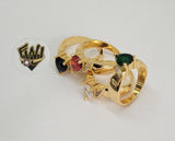 (1-3086) Gold Laminate-Heart Ring- BGO - Fantasy World Jewelry