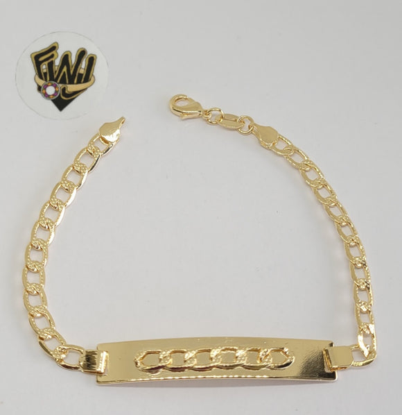 (1-60074) Gold Laminate -4.5mm Curb Link Bracelet w/Plate - 7.5