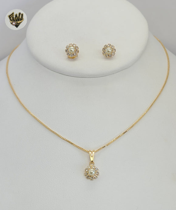 (1-6433) Gold Laminate - Pearls Set - BGF - Fantasy World Jewelry