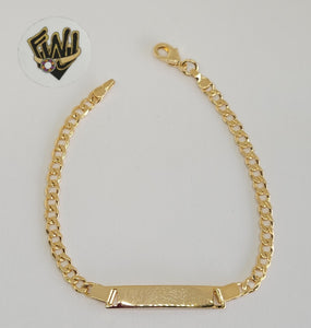 (1-0948-1) Gold Laminate - 2.5mm Curb Link Bracelet with Plate - 6" - BGO - Fantasy World Jewelry