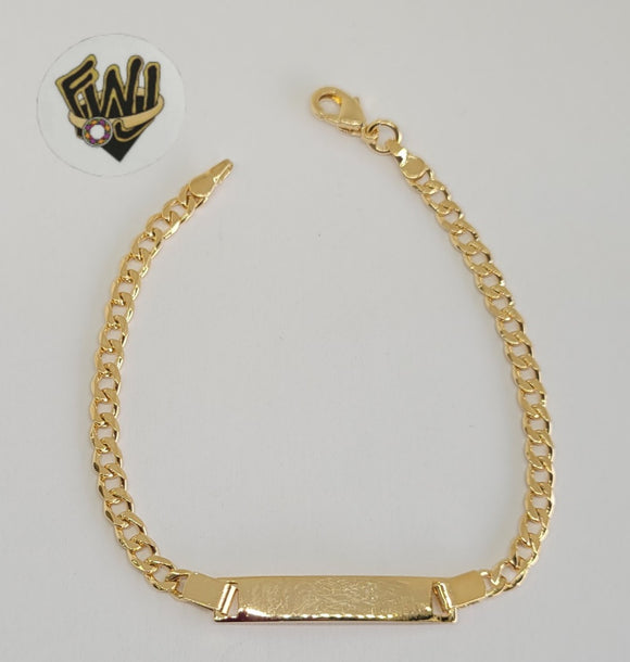 (1-0948-1) Gold Laminate - 2.5mm Curb Link Bracelet with Plate - 6
