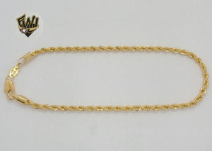 (1-0071) Gold Laminate - 3mm Rope Link Anklet - 10" - BGF - Fantasy World Jewelry