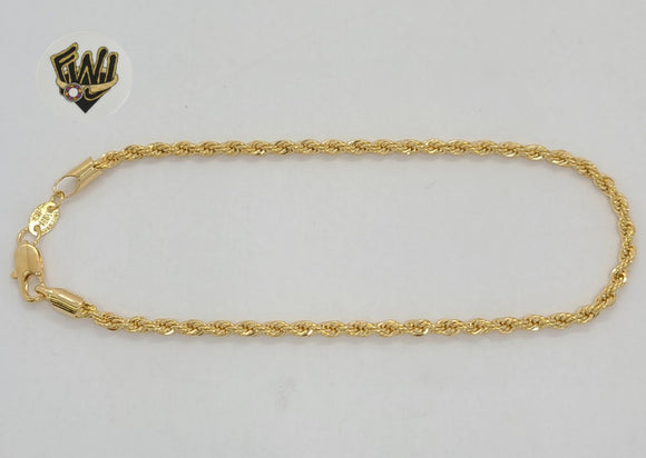 (1-0071) Gold Laminate - 3mm Rope Link Anklet - 10