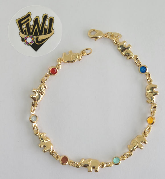 (1-0565) Gold Laminate Bracelet-6mm Alternative Link Bracelet with Crystals -7''-BGO - Fantasy World Jewelry