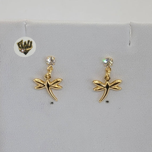 (1-1130) Gold Laminate - Dragonfly Earrings - BGF - Fantasy World Jewelry