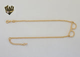 (1-0234) Gold Laminate - 2mm Rolo Link Glasses Anklet - 10” - BGF