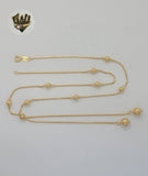 (1-6079) Laminado de Oro - Collar de Bolas Ajustables con Eslabones de Caja - BGF