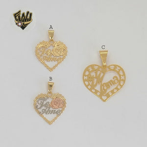 (1-2132) Gold Laminate - Heart Pendants - BGF