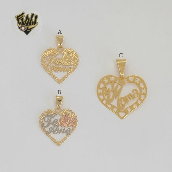 (1-2132) Gold Laminate - Heart Pendants - BGF