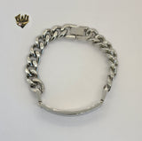 (4-4220) Stainless Steel - 12mm Alternative Curb Link Bracelet - 8.5" - Fantasy World Jewelry