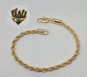 (1-0445) Gold Laminate Bracelet - 4mm Rope Link -  BGF - Fantasy World Jewelry