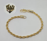 (1-0445) Gold Laminate Bracelet - 4mm Rope Link -  BGF - Fantasy World Jewelry